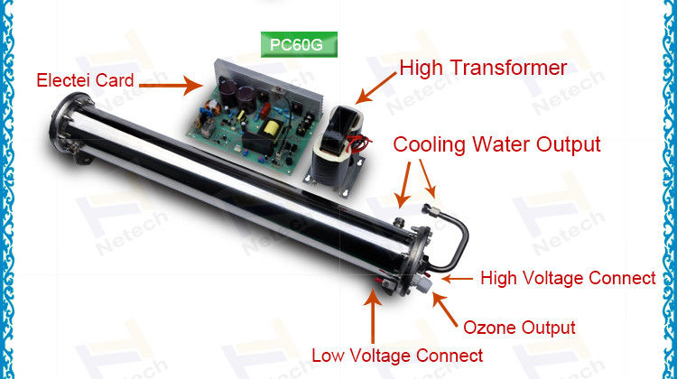 Corona Discharge Enamel Ozone Generator Parts Ozone Tube External Water Cooling