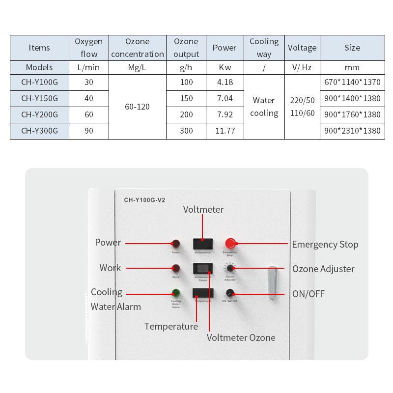 100G/H Large Ozone Generator Ozone Disinfection Machine Compact structure