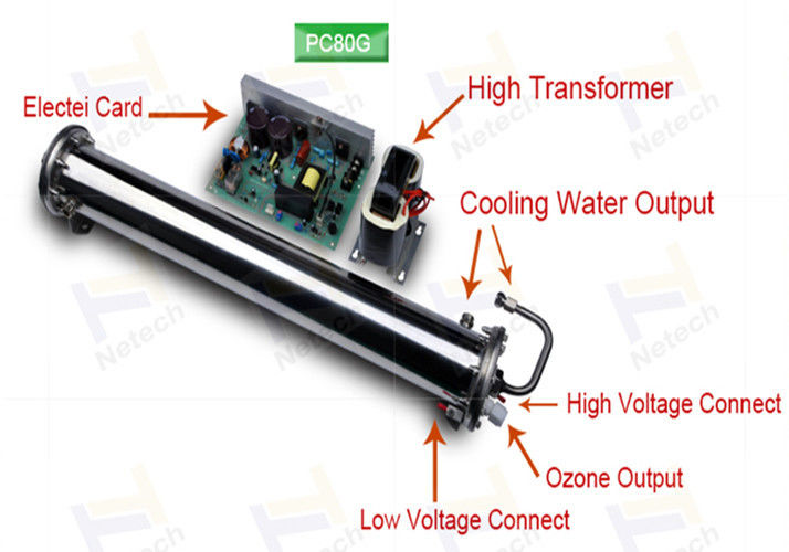 18g 60g 80g Water Cooling Ozone Generator Enamel Tube Parts With Power Supply