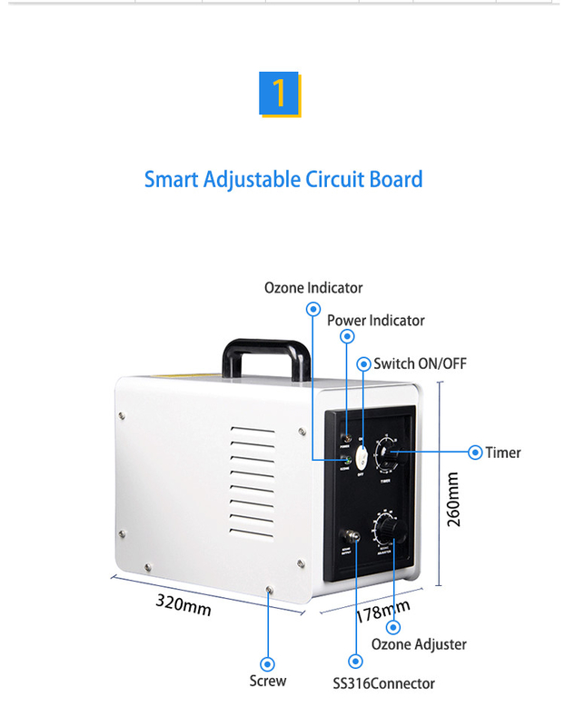 3g/h - 5g/h Ozone Generator Water Purification Corona Discharge O3 Water Generator