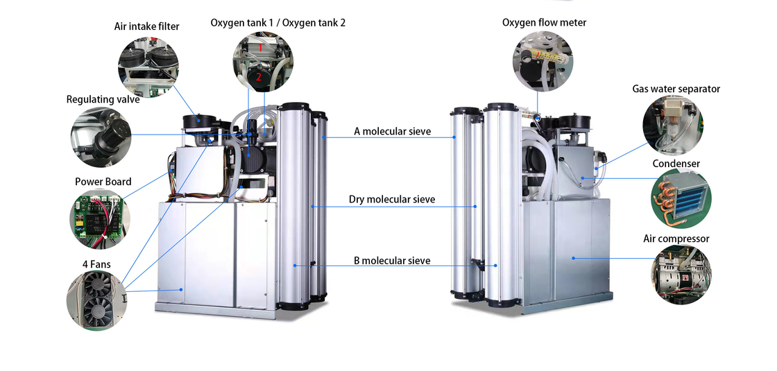 Integrated high oxygen purity oxygen concenrator for aquaculture